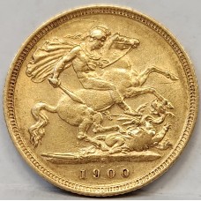 AUSTRALIA 1900 . HALF 1/2 SOVEREIGN . SYDNEY . GOLD